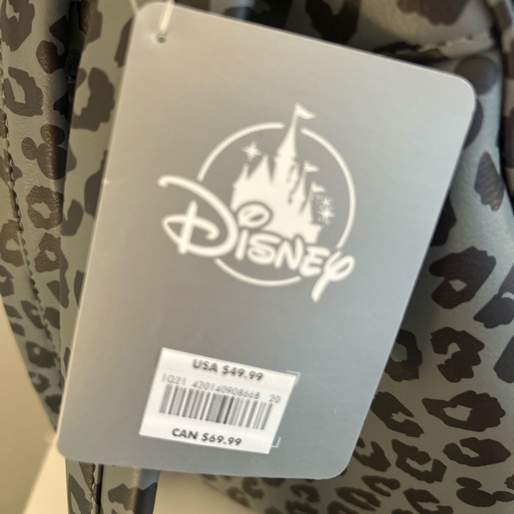 Disney Gray Leopard Print Mickey Mouse Backpack - Picture 2 of 2